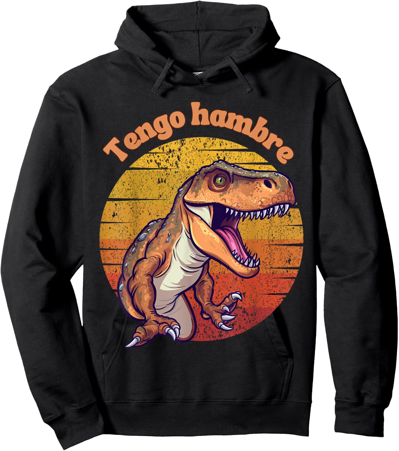 Tengo Hambre I'm Hungry Funny Spanish T-Rex Scary Dinosaur Hoodie - Hoodie | Black