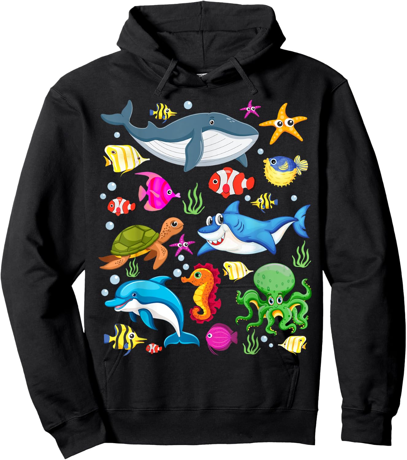 Cute Ocean Creatures Clownfish Sea Animals Kids Children Hoodie - Hoodie | Black