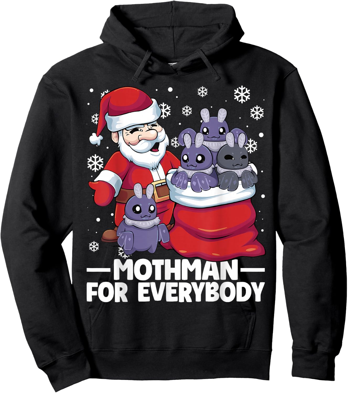 Mothman For Everybody Santa Christmas Mothman Funny Hoodie - Hoodie | Black