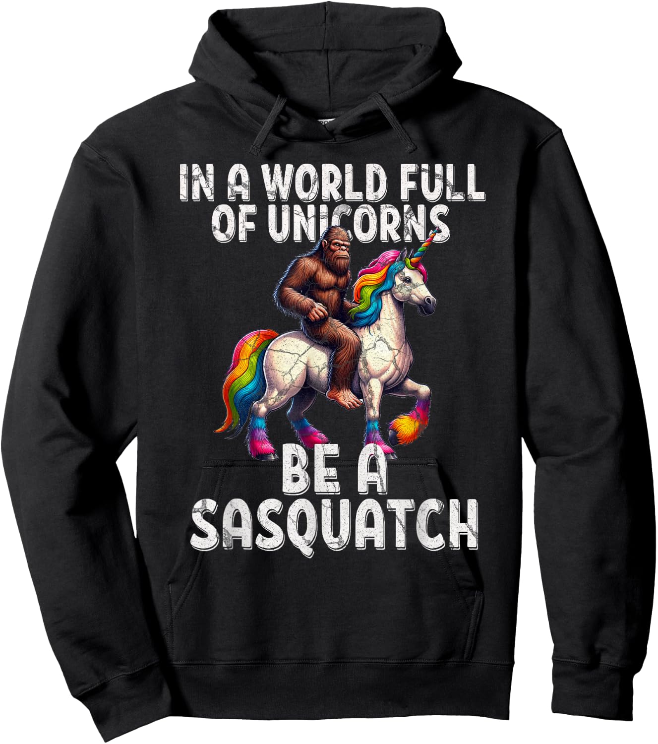 Cool Sasquatch Unicorn Funny In a World of Unicorns Hoodie - Hoodie | Black