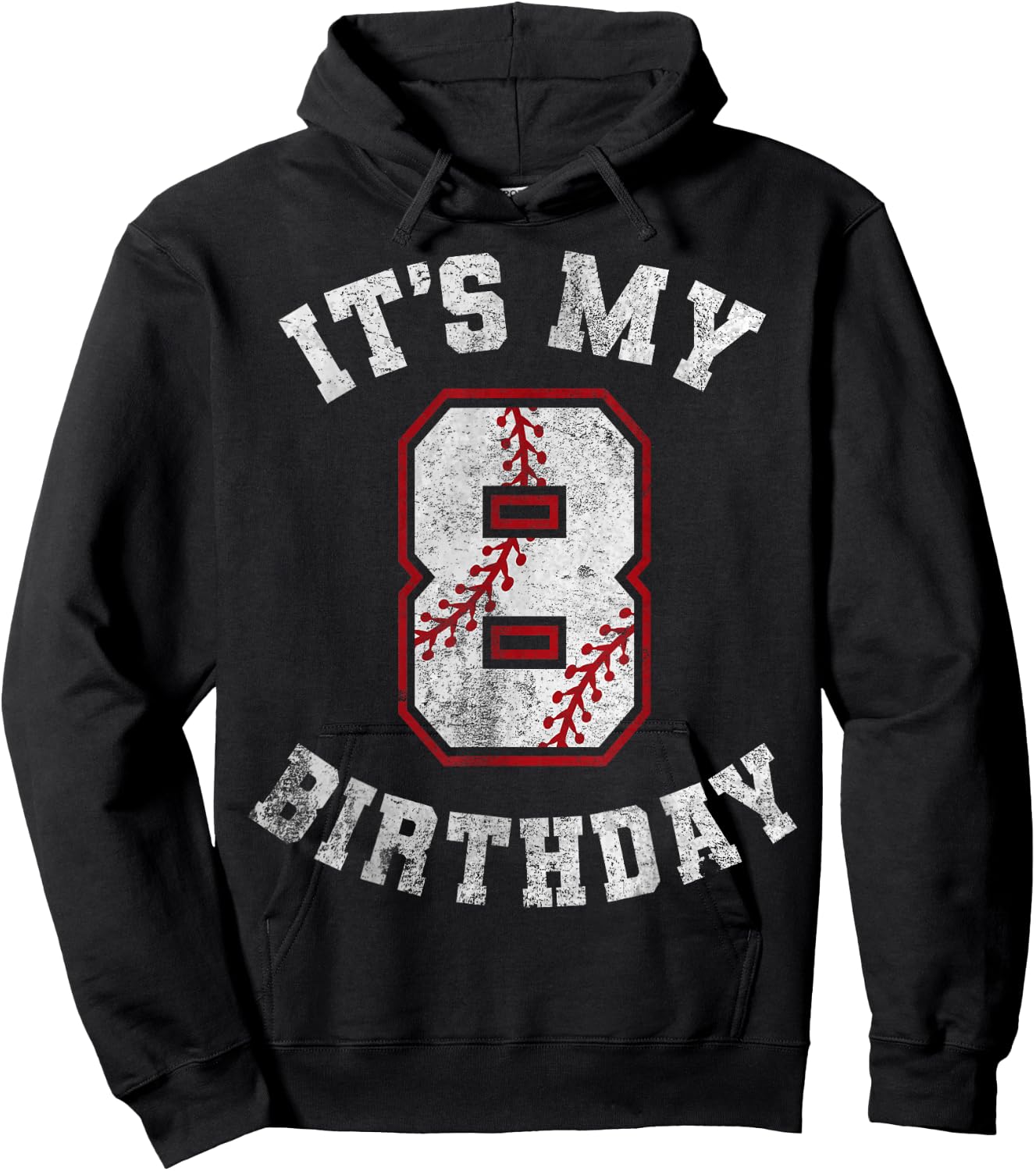 It's My 8th Birthday Baseball 8 Year Old Birthday Boys Kids Hoodie - Hoodie | Black