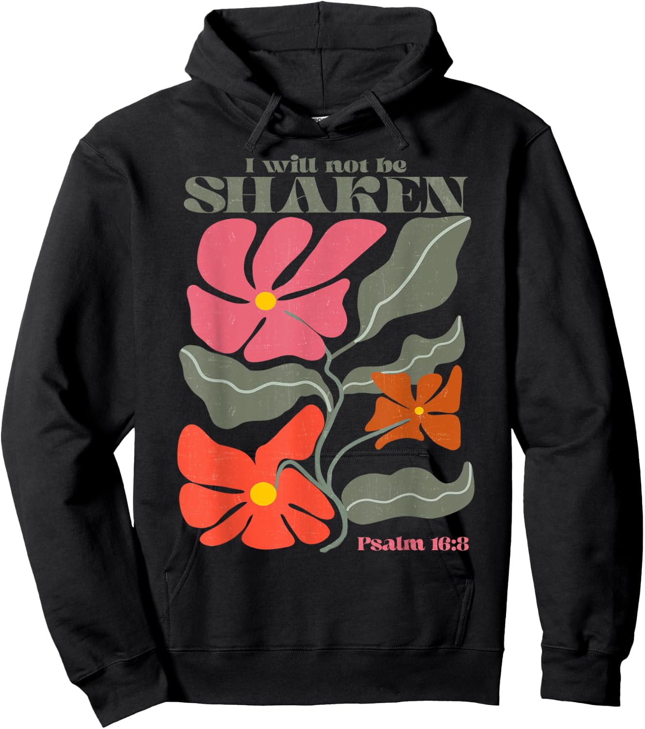 I Will Not Be Shaken Psalm 16 8 Christian Retro Groovy Boho Hoodie - Hoodie | Black