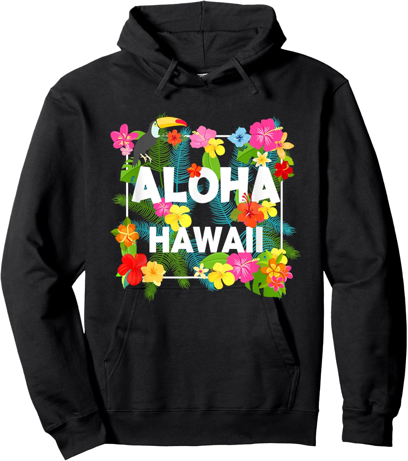 Aloha Hawaii Hibiscus Flowers Aesthetic Design Women Hoodie - Hoodie | Black