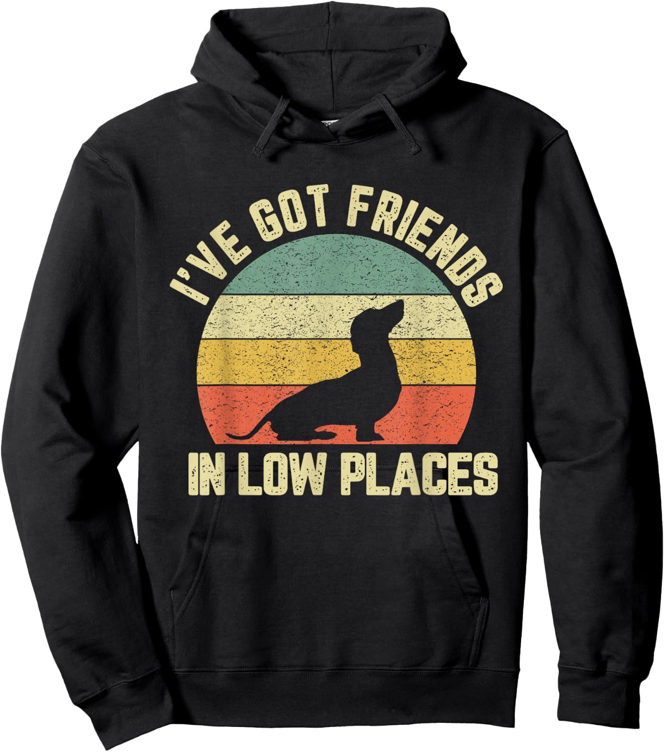 Vintage Dachshund Funny Weiner Dog Friends in Low Places Hoodie - Hoodie | Black