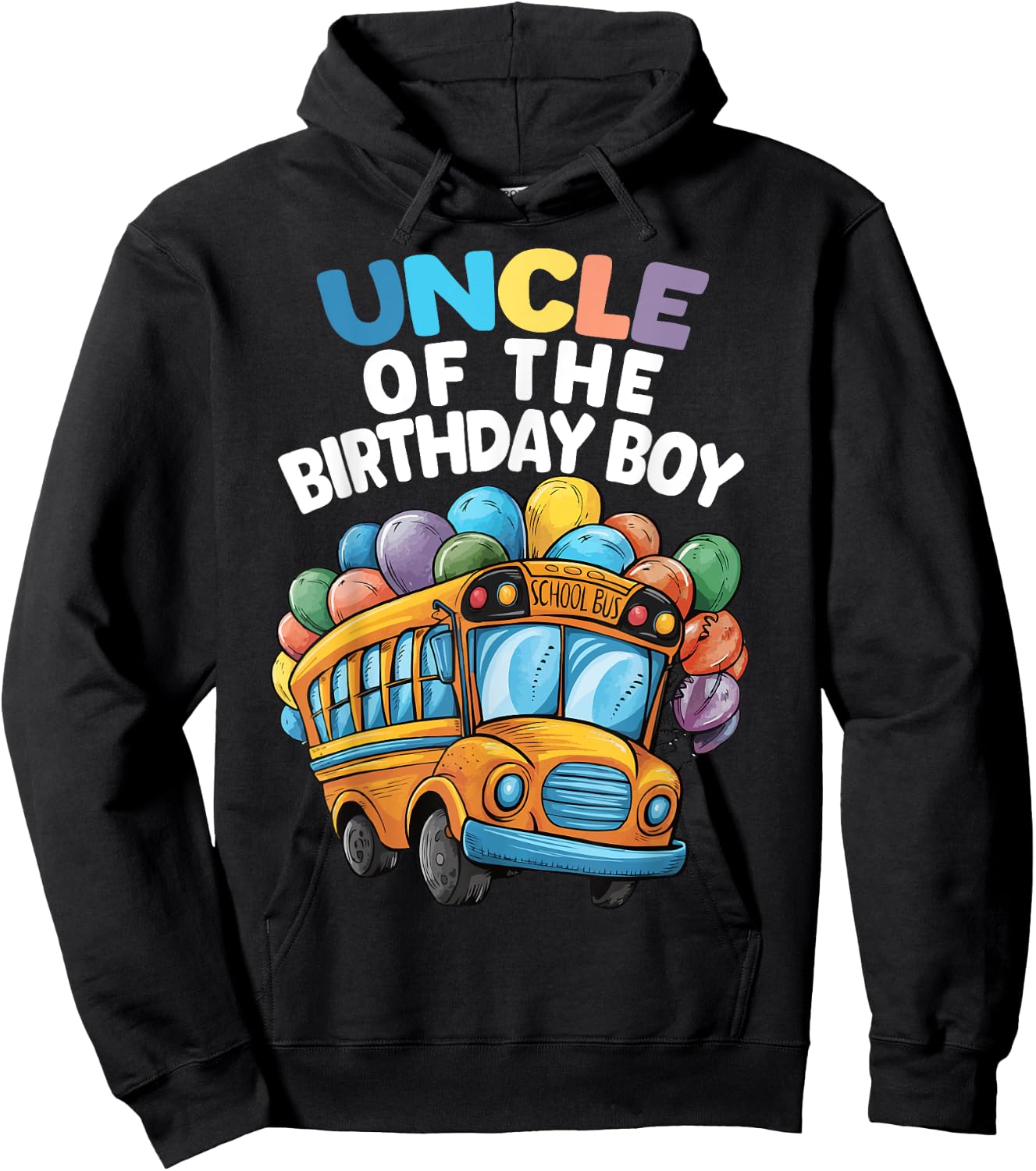 Funny Uncle Of The Birthday Boy School Bus Birthday Party Hoodie - Hoodie | Black