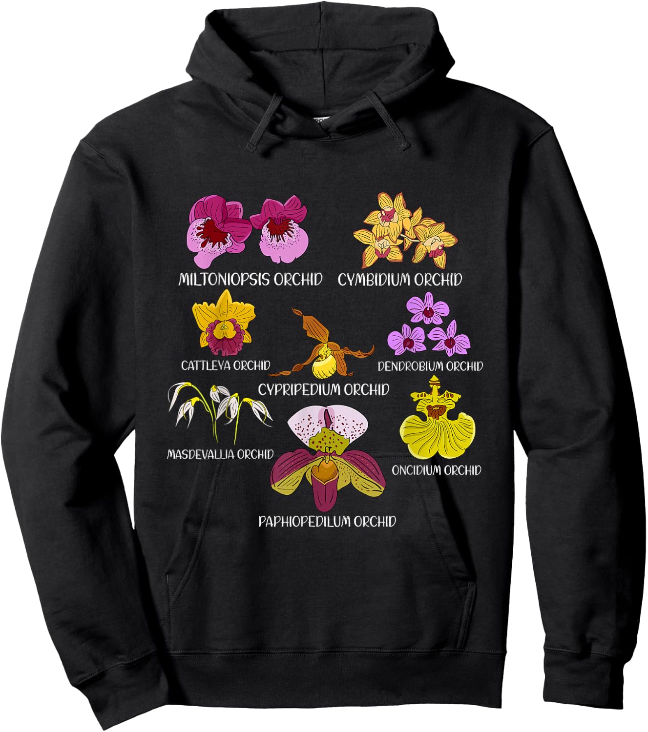 Orchid Species Flower Lover Florist Orchids Hoodie - Hoodie | Black