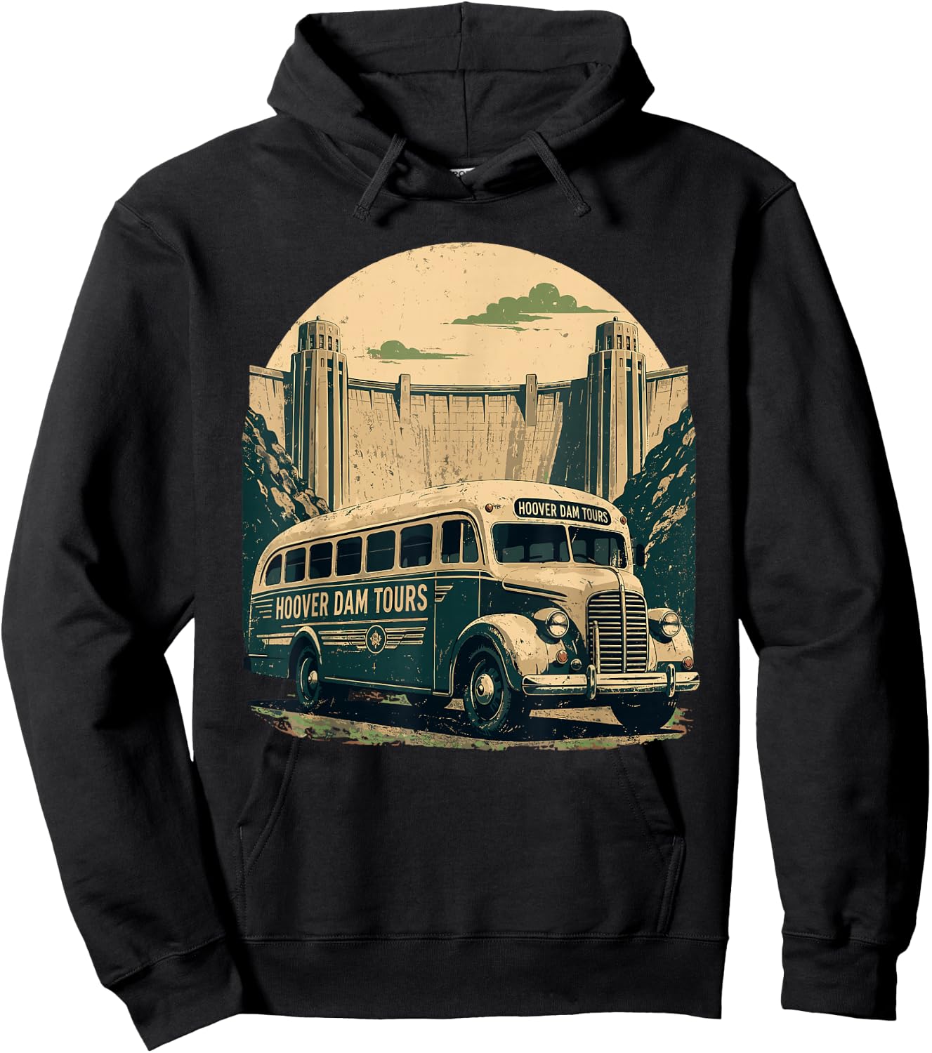 Hoover Dam Vintage Tour Bus Hoodie - Hoodie | Black