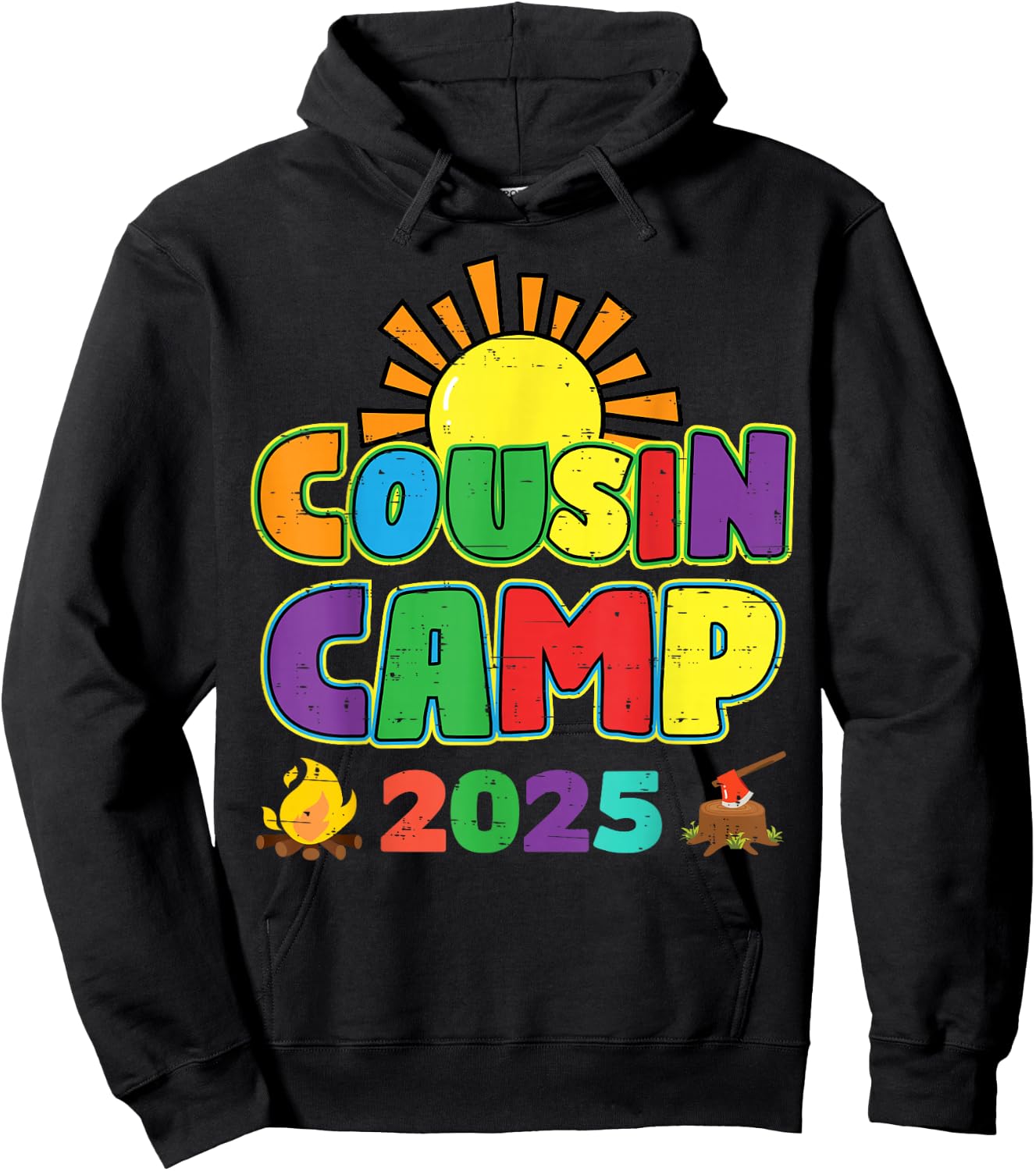 Cousin Camp 2025 Family Vacation Summer Camping Crew Hoodie - Hoodie | Black