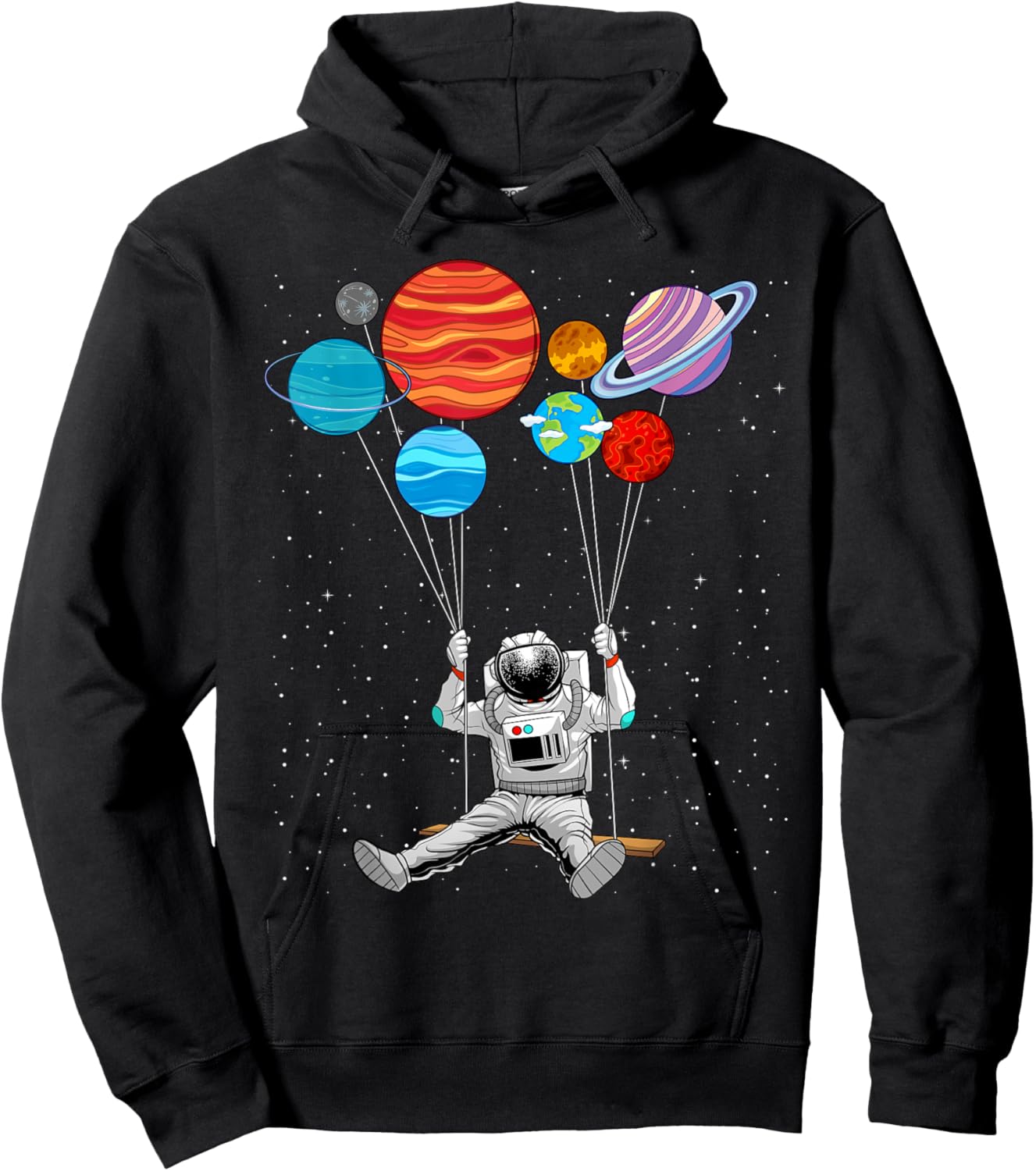 Space Themed Women Outer Space Moon Galaxy Astronaut Hoodie - Hoodie | Black