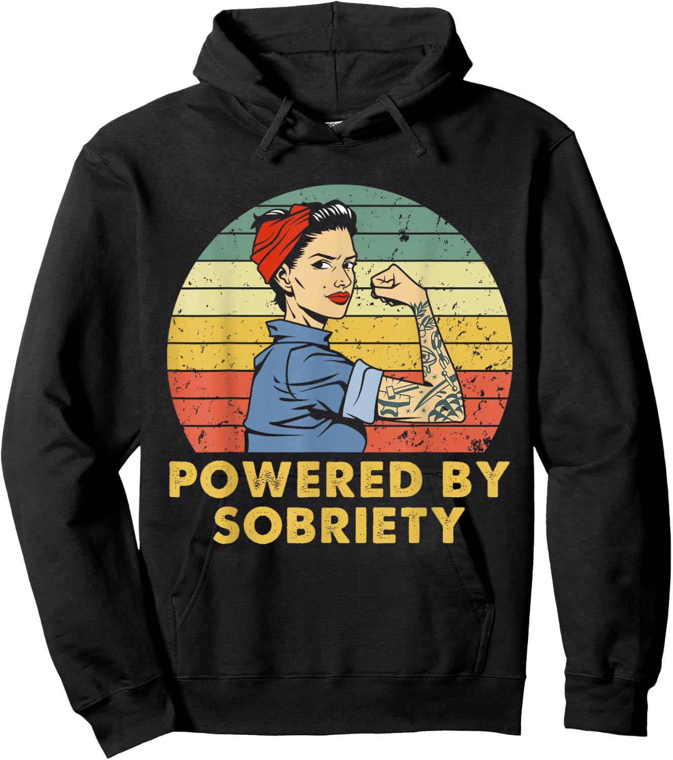 Powered By Sobriety Alcoholics Anonymous AA Sober Women Hoodie - Hoodie | Black