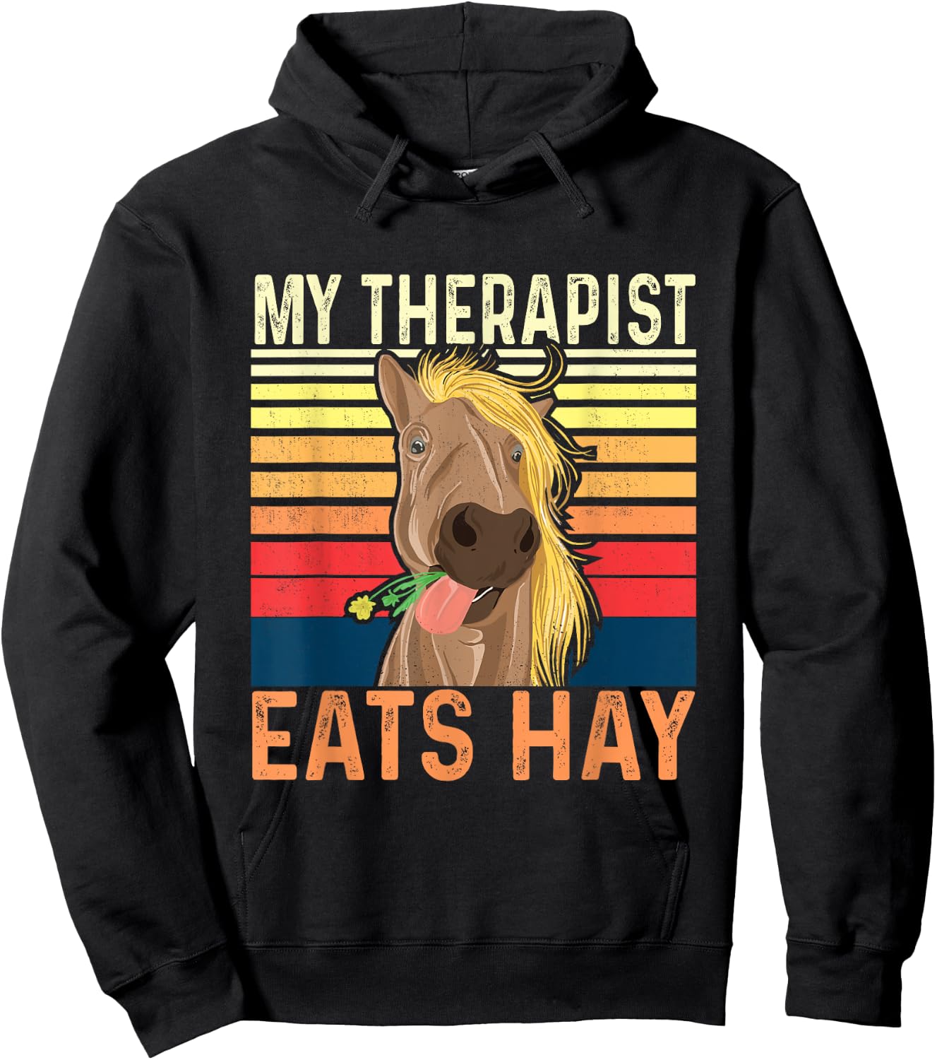 My Therapist Eats Hay - Horse Lover Equestrian Horse Rider Hoodie - Hoodie | Black