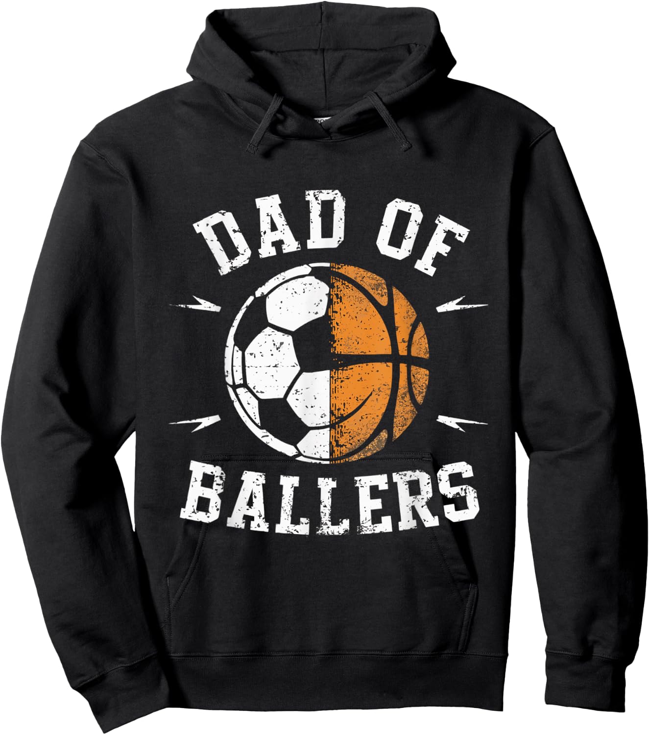 Dad of Ballers Basketball Soccer Ball Fathers Day Coach Hoodie - Hoodie | Black