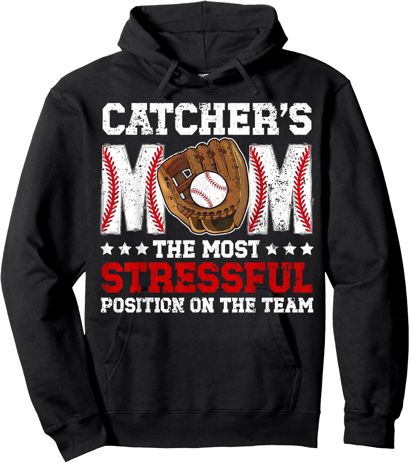 Catcher's Mom Baseball Catcher Mom Baseball Catcher Mama Hoodie - Hoodie | Black