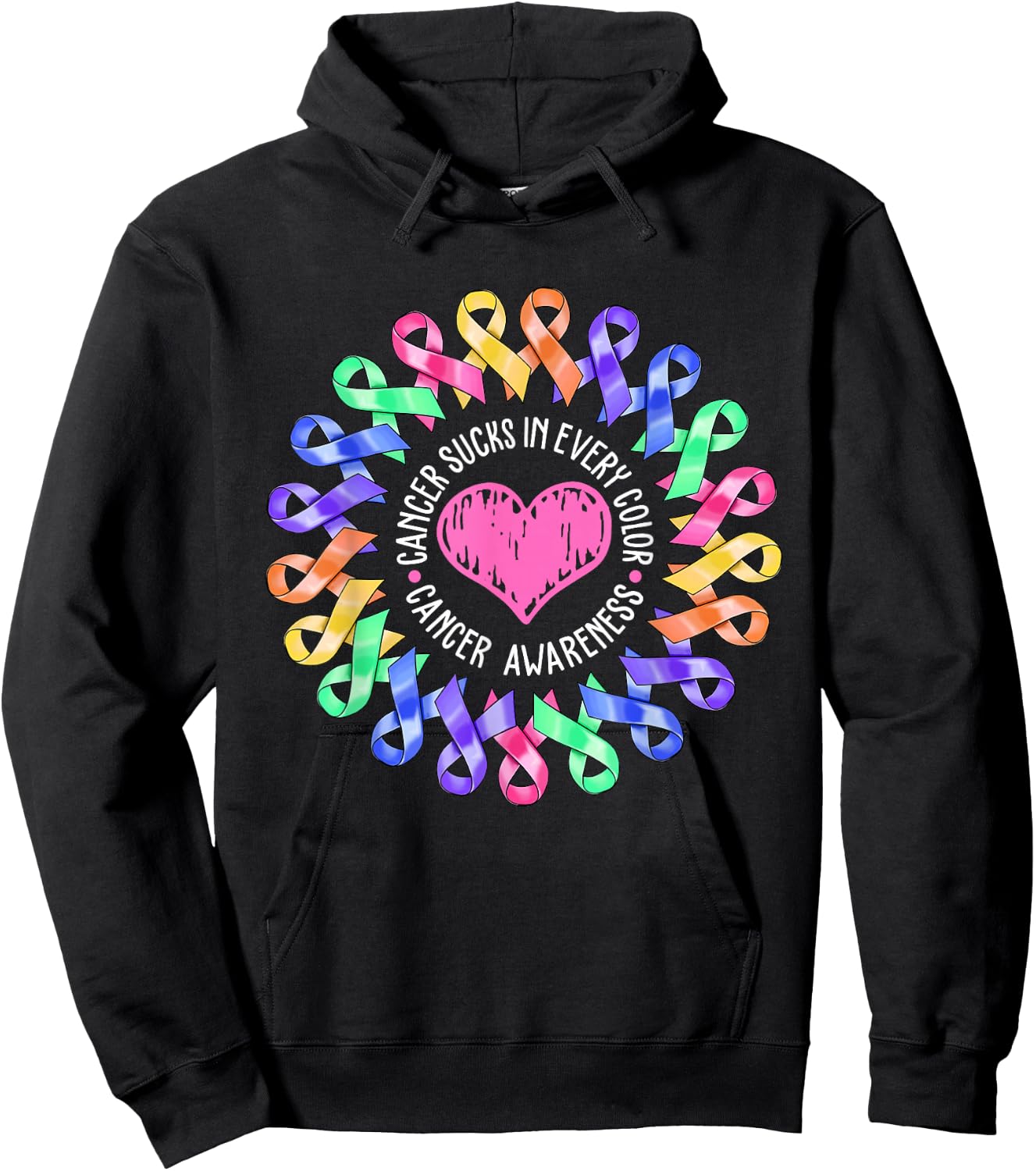 Cancer Sucks In Every Color Fighter Breast Cancer Awareness Hoodie - Hoodie | Black