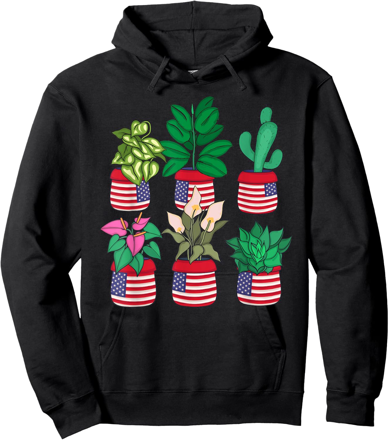 Plant Lover 4th Of July Women Florist Plants Hoodie - Hoodie | Black