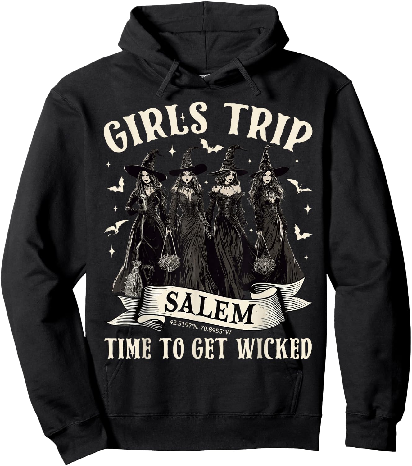Girls Trip Salem Time To Get Wicked Halloween Witch Women Hoodie - Hoodie | Black