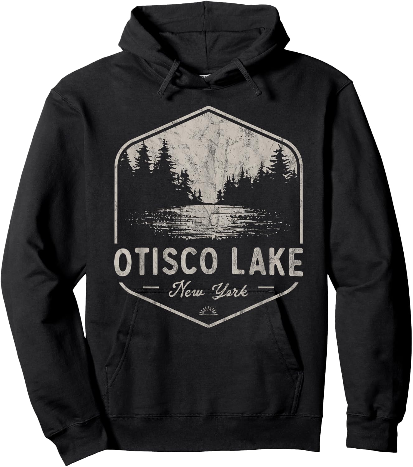 Otisco Lake New York Outdoors Vintage Hoodie - Hoodie | Black