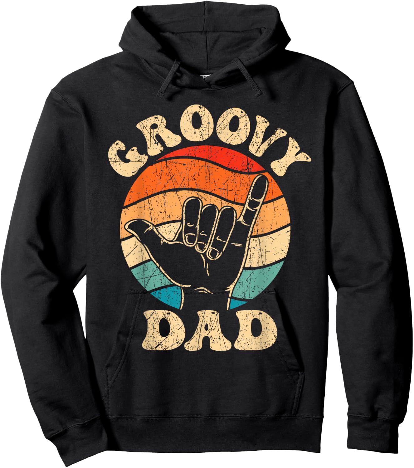 Groovy Dad 70s Aesthetic Nostalgia 1970's Retro Groovy Dad Hoodie - Hoodie | Black