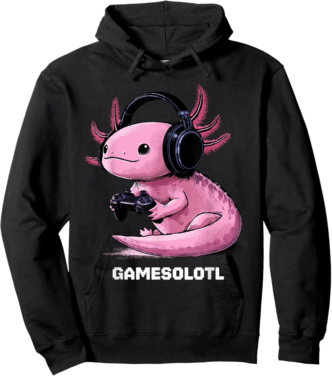 Gamer Axolotl Shirt Kids Gamesolotl Fish Gaming Video Gamer Hoodie - Hoodie | Black