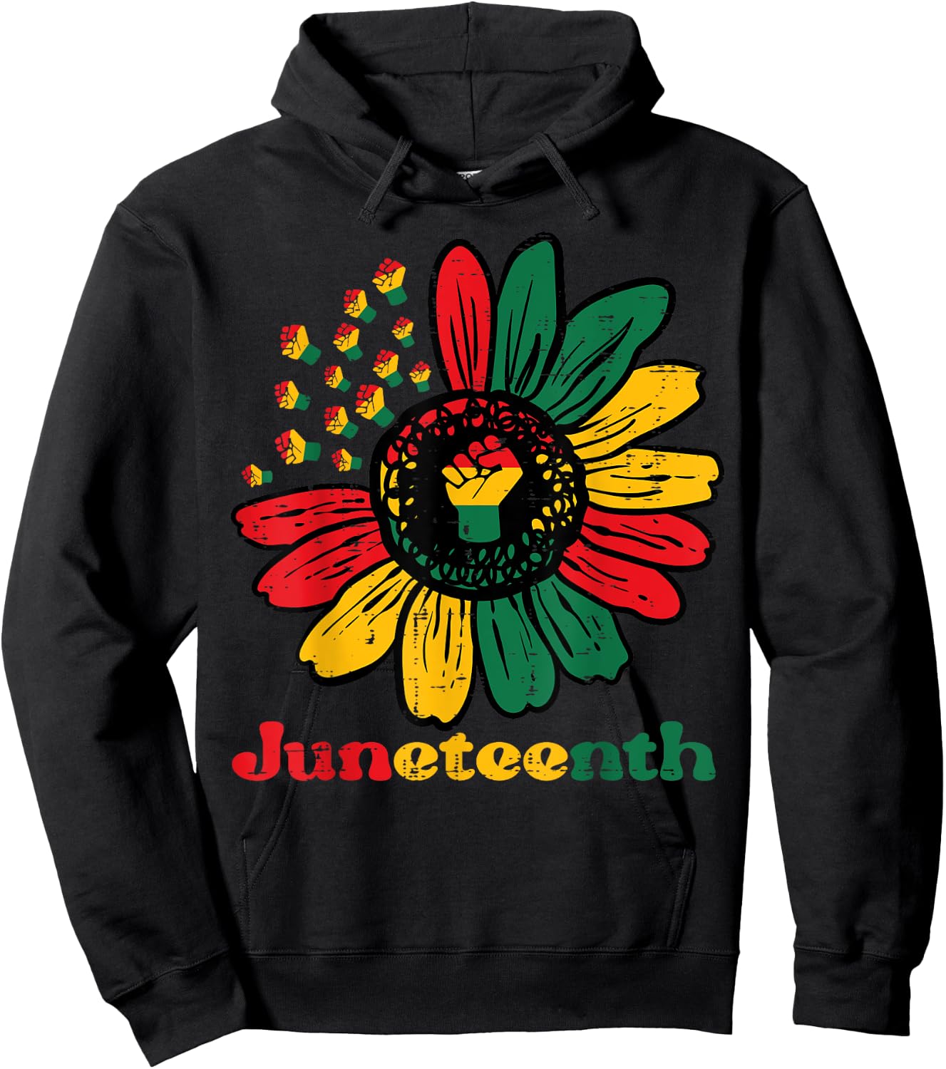 Juneteenth African Sunflower Fists Girls Kids Toddler Women Hoodie - Hoodie | Black