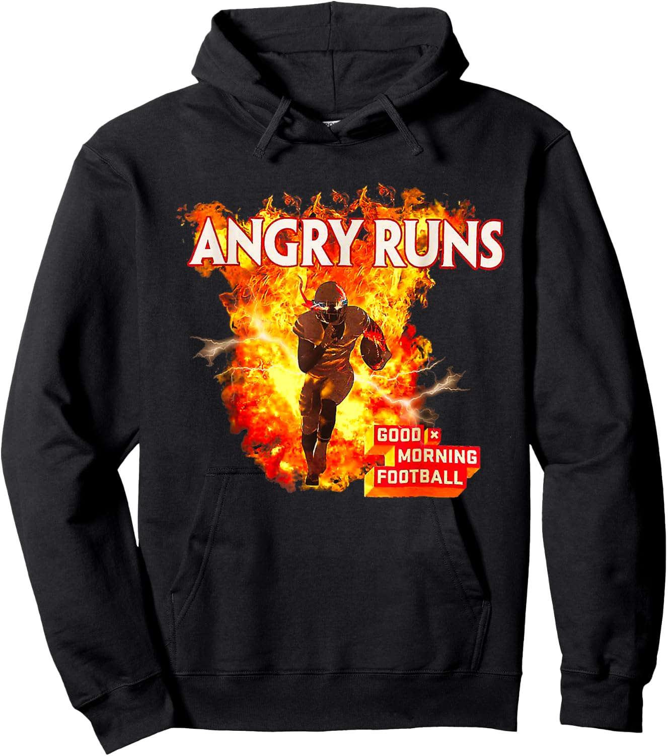 Angry Runs Good Morning Football Sport Lover Vintage Art Hoodie - Hoodie | Black
