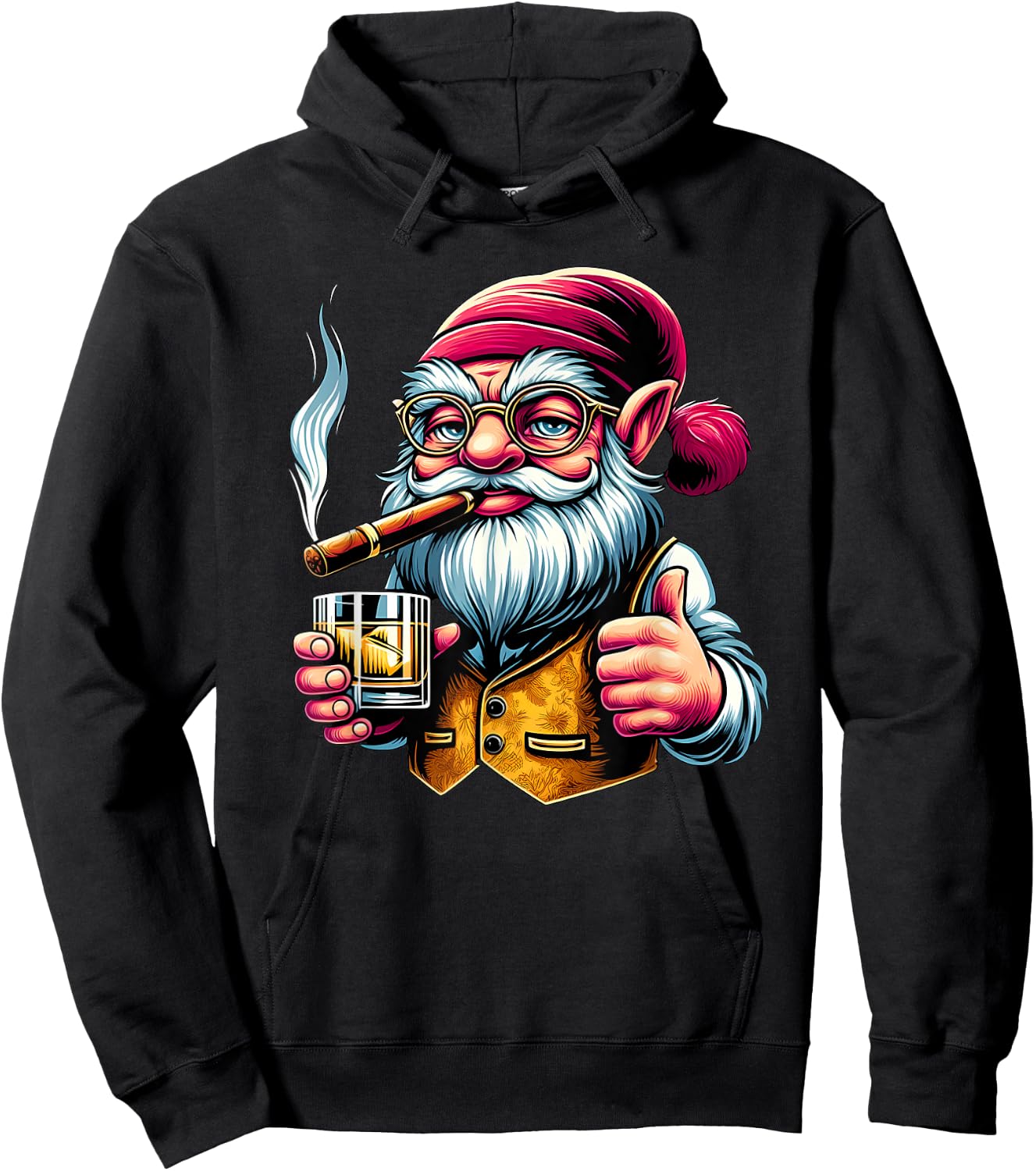 Gnome Cigar And Whiskey Hoodie - Hoodie | Black