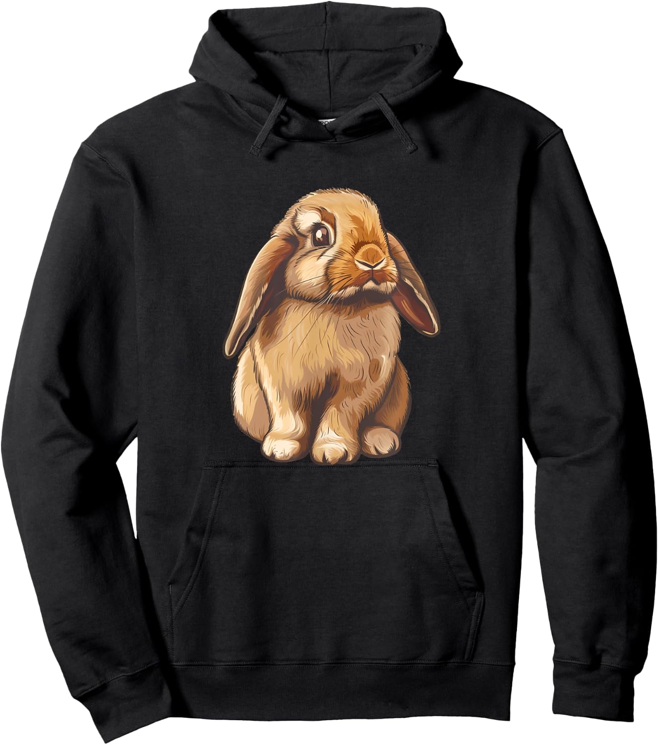 Art Illustration Mini Holland Lop Bunny Rabbit Lover Hoodie - Hoodie | Black