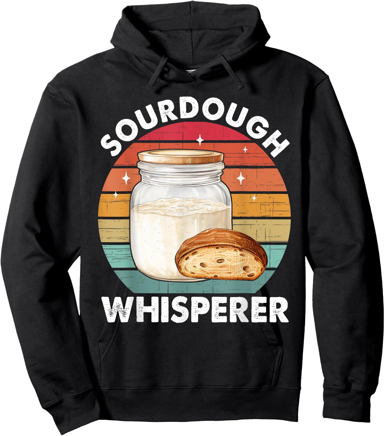 Sourdough Whisperer Retro Sourdough Bread Baker Fermentation Hoodie - Hoodie | Black