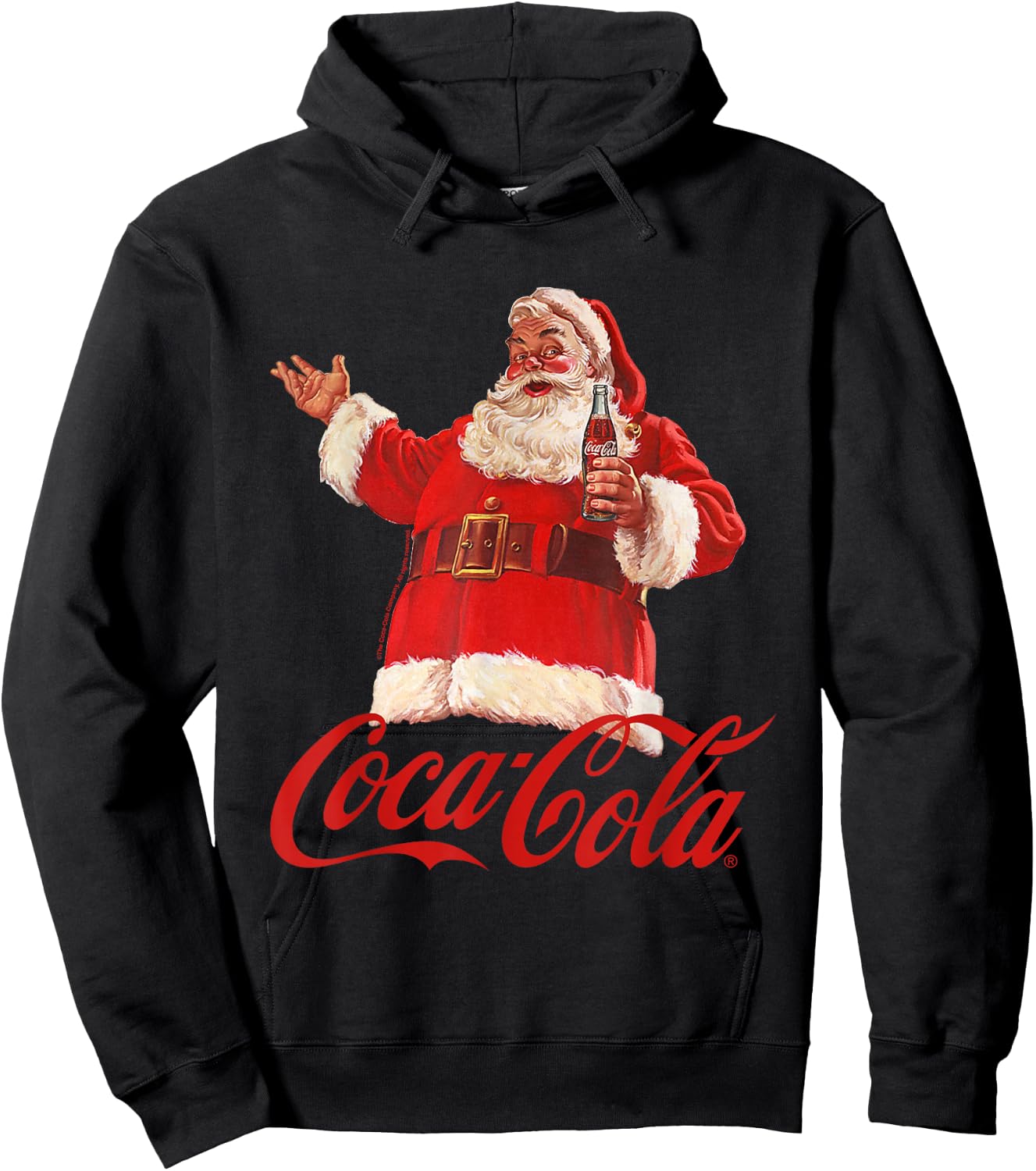 Coca Cola Christmas Santa Bottle Hoodie - Hoodie | Black