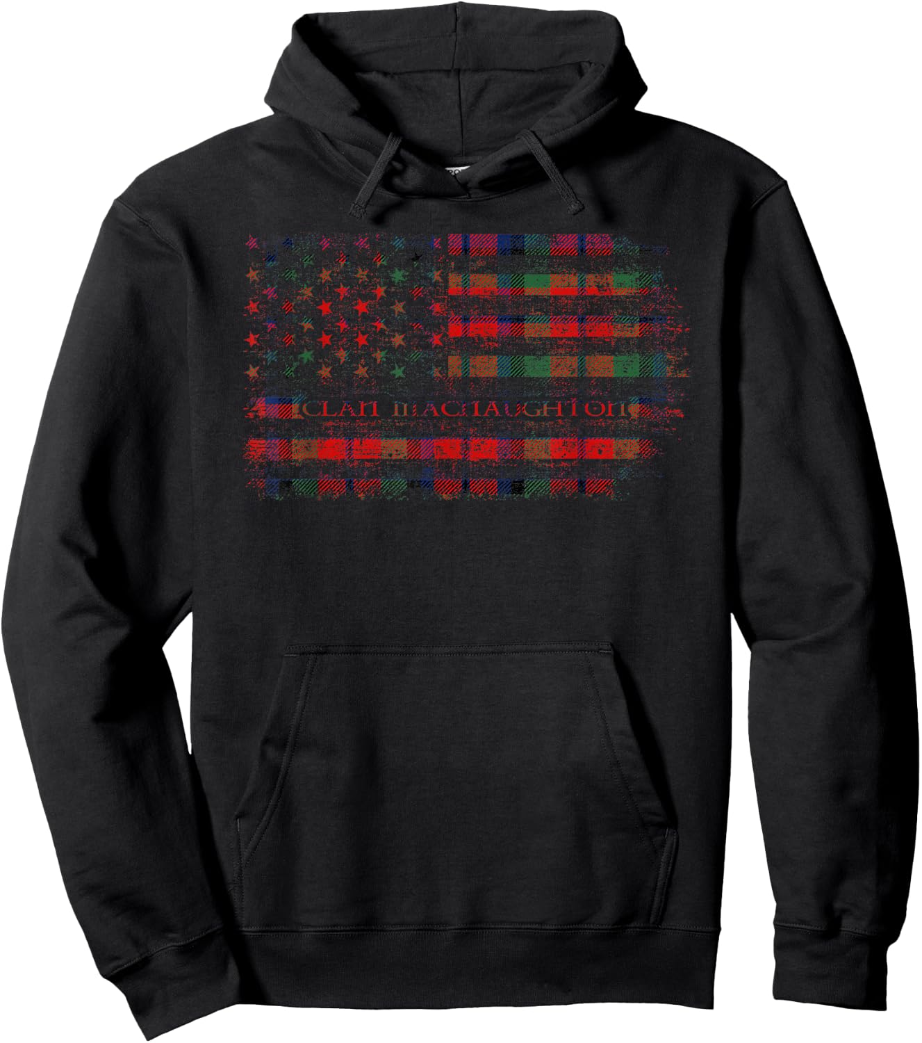 Clan MacNaughton Scottish tartan US flag kilt Scotland Hoodie - Hoodie | Black