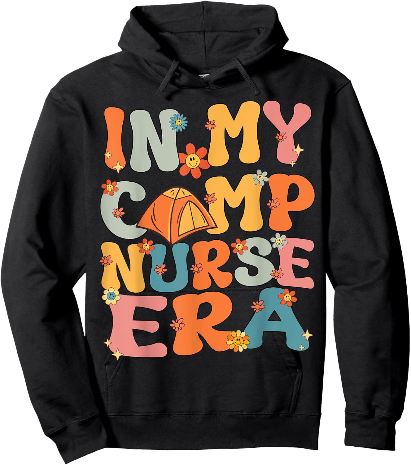 In My Camp Nurse Era Retro Groovy Summer Camp Nurse Cute Men Women Girls Kids Hoodie - Hoodie | Black