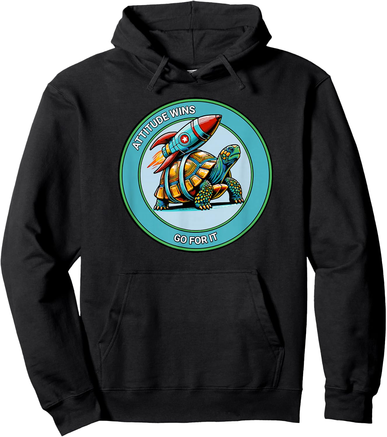 Attitude Wins Positive Motivational Statement from Turtle Hoodie - Hoodie | Black