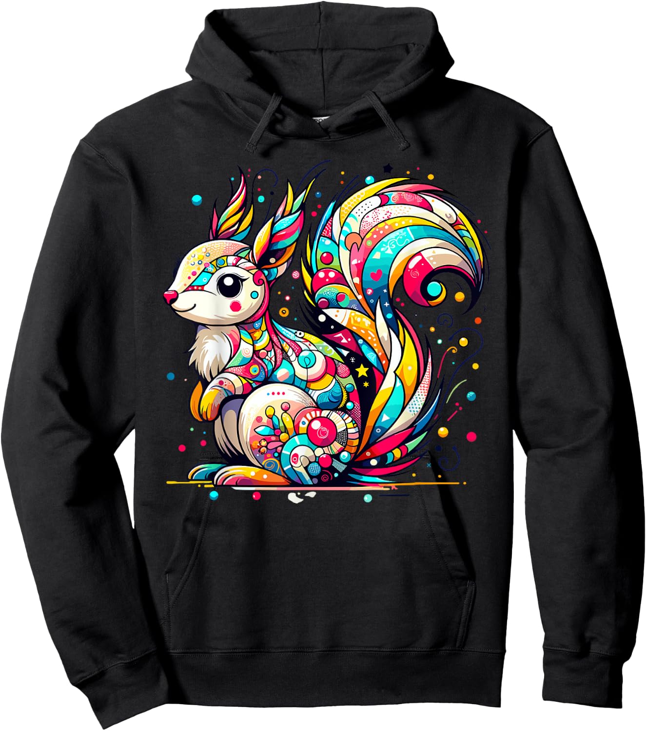 Hobicore Aesthetic Squirrel Lover Shirt Colorful Squirrel Hoodie - Hoodie | Black