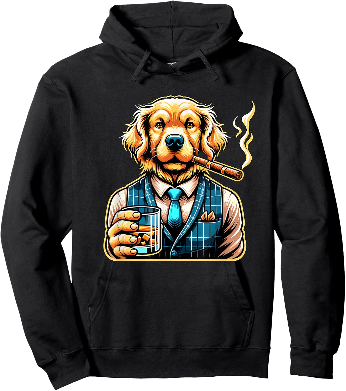Golden Retriever Dog Cigar And Whiskey Women Hoodie - Hoodie | Black