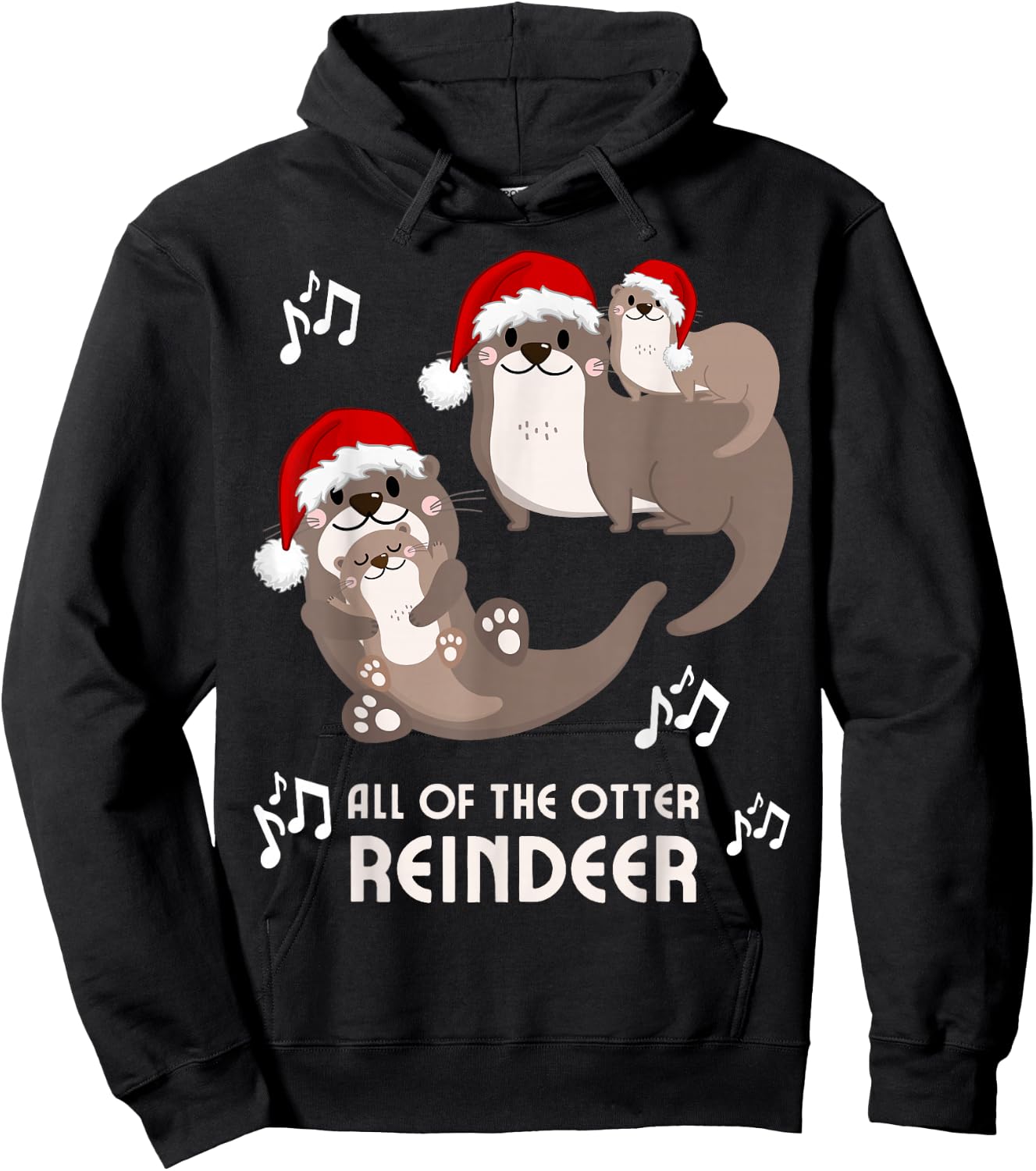 Christmas Otter Puns All of the Otter Reindeer Boys, Girls Hoodie - Hoodie | Black
