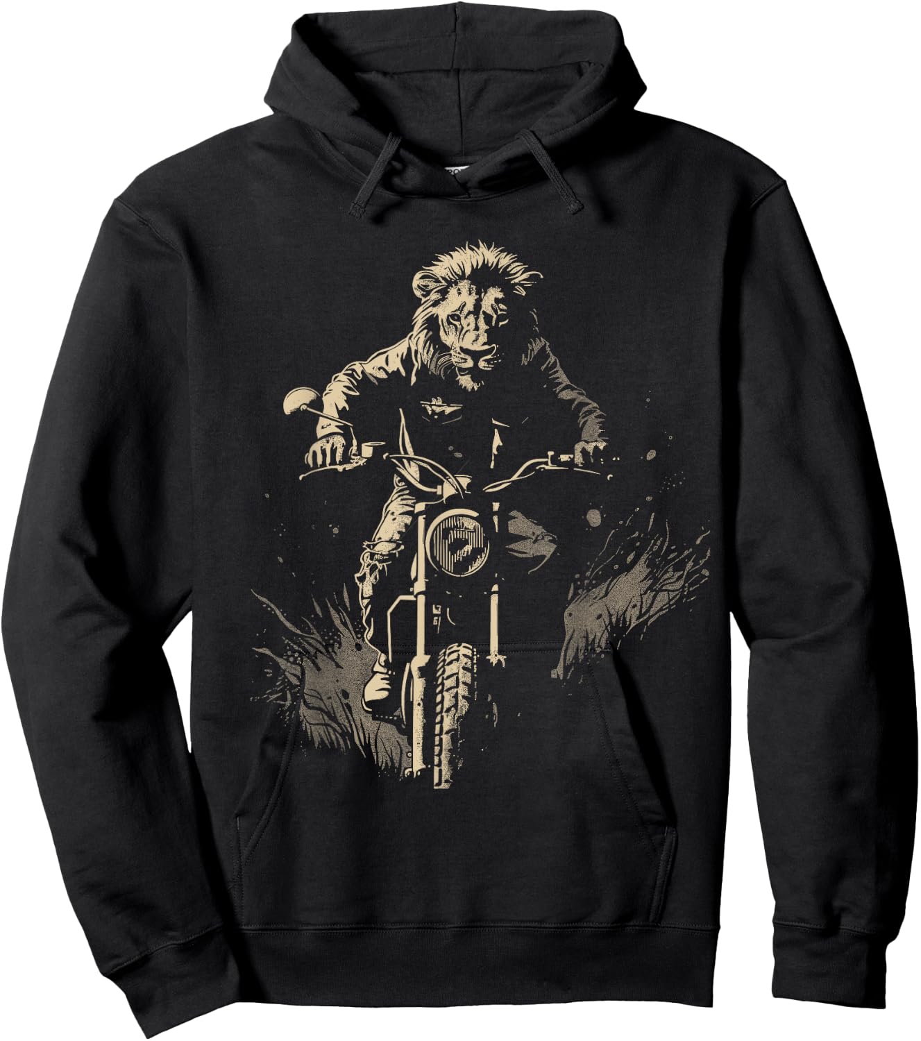 Lion Motorcycle Adventure Biker Riding Animal Rider Wildlife Hoodie - Hoodie | Black