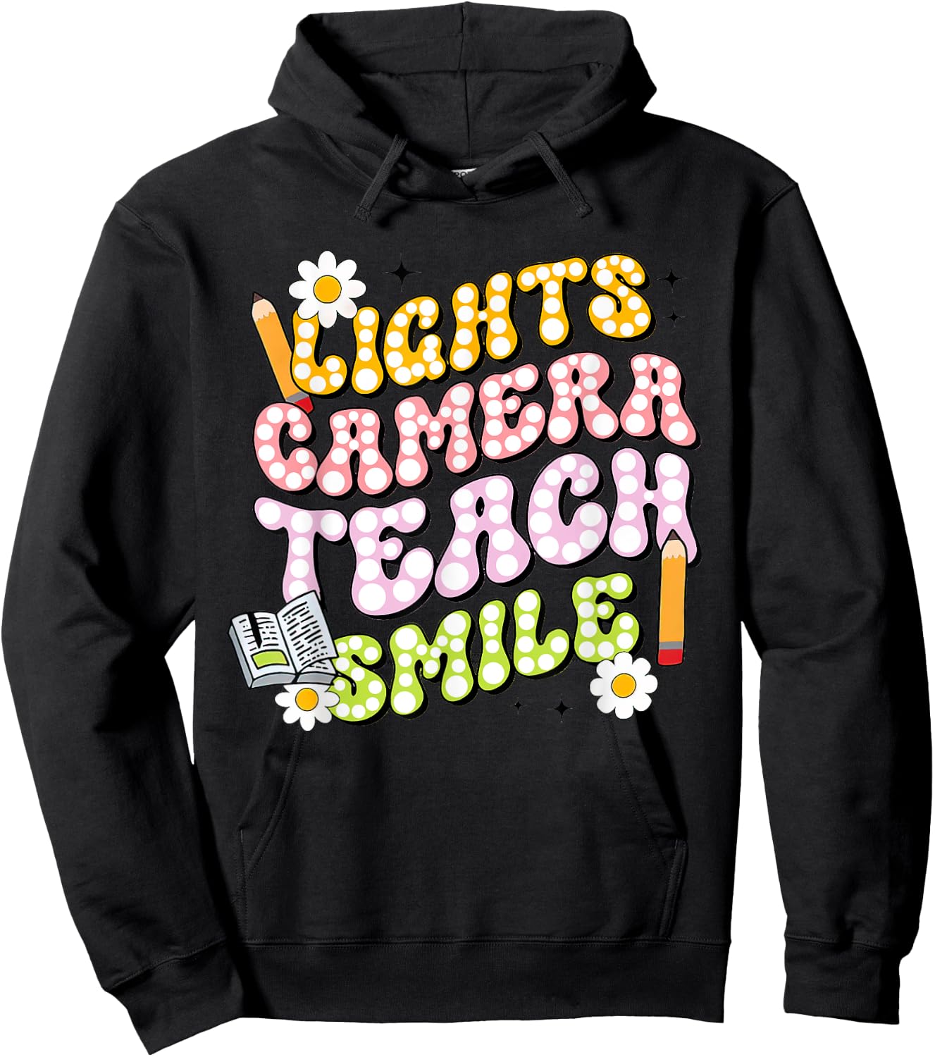 Funny Lights Camera Teach Smile Teacher Groovy Clothing Hoodie - Hoodie | Black