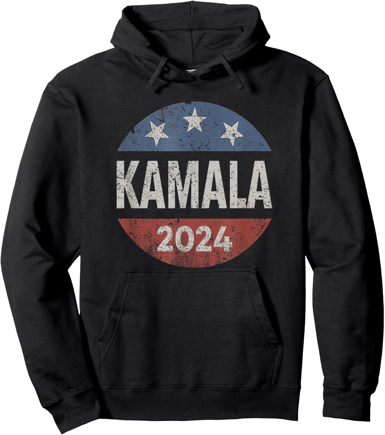 Retro Button Kamala Harris 2024 For President Campaign Hoodie - Hoodie | Black