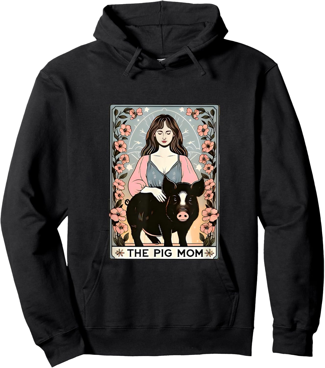 Pig mom mini pig potbelly pig tarot farm Hoodie - Hoodie | Black