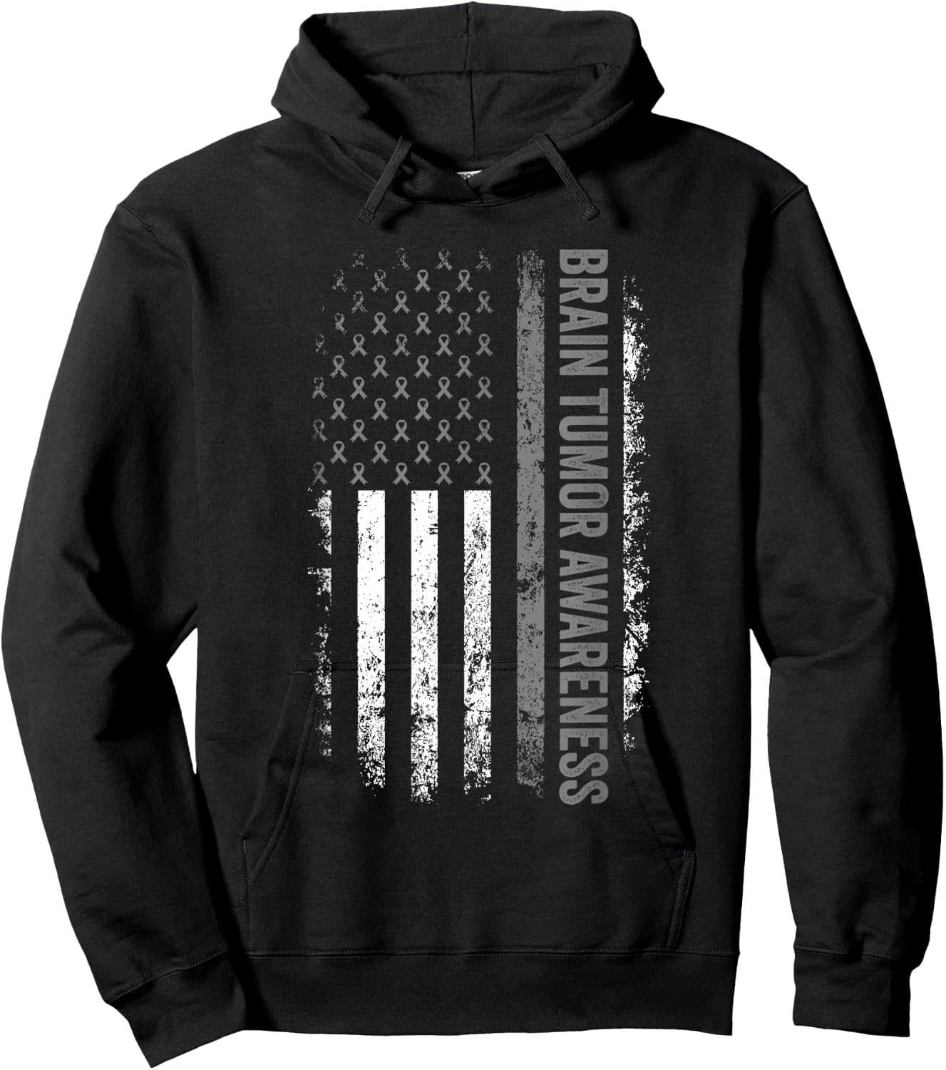 Brain Cancer Design American Flag Brain Tumor Awareness Hoodie - Hoodie | Black