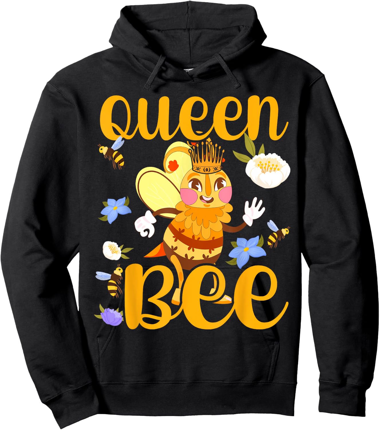 Queen Bee Crown Women Girls Mom Wife Daughter Honeybee Hoodie - Hoodie | Black
