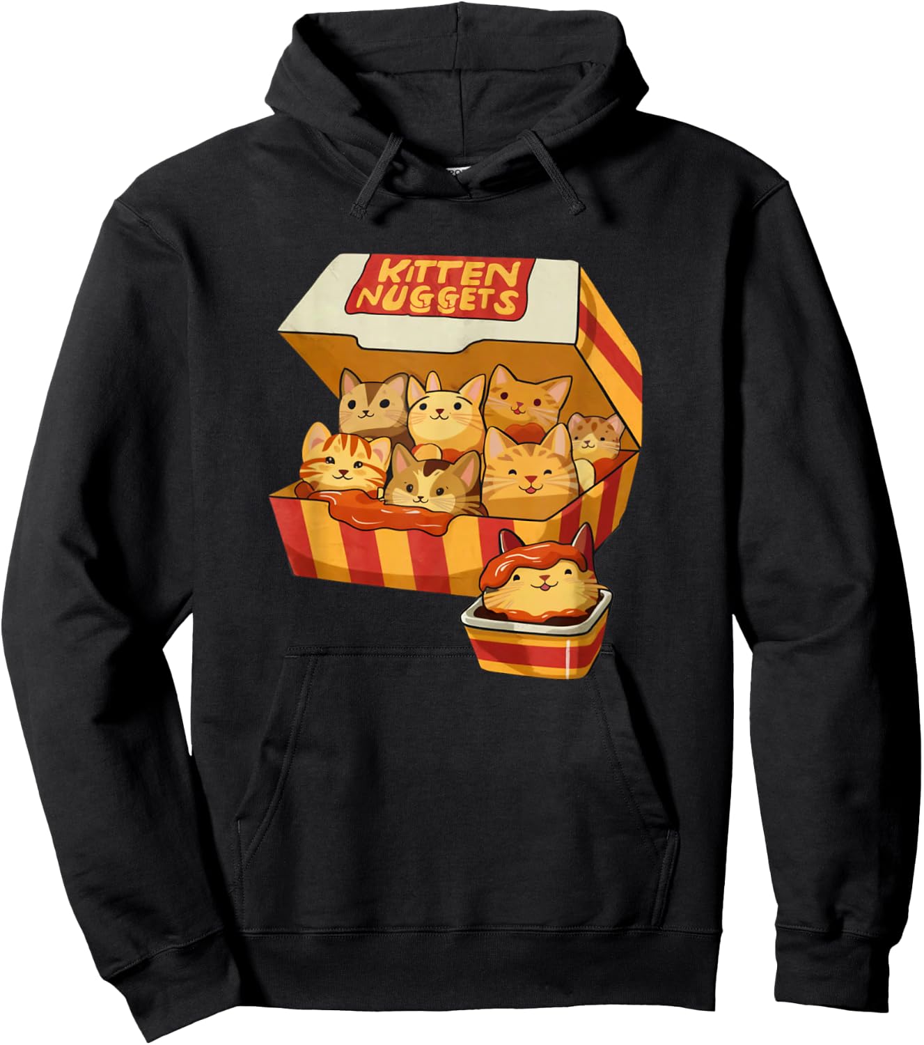 Kitten Nuggets Funny Cat Lover Pun Hoodie - Hoodie | Black