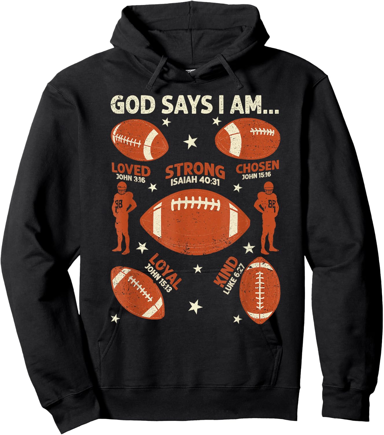 God Says I Am American Football Lover Men Women Christian Hoodie - Hoodie | Black