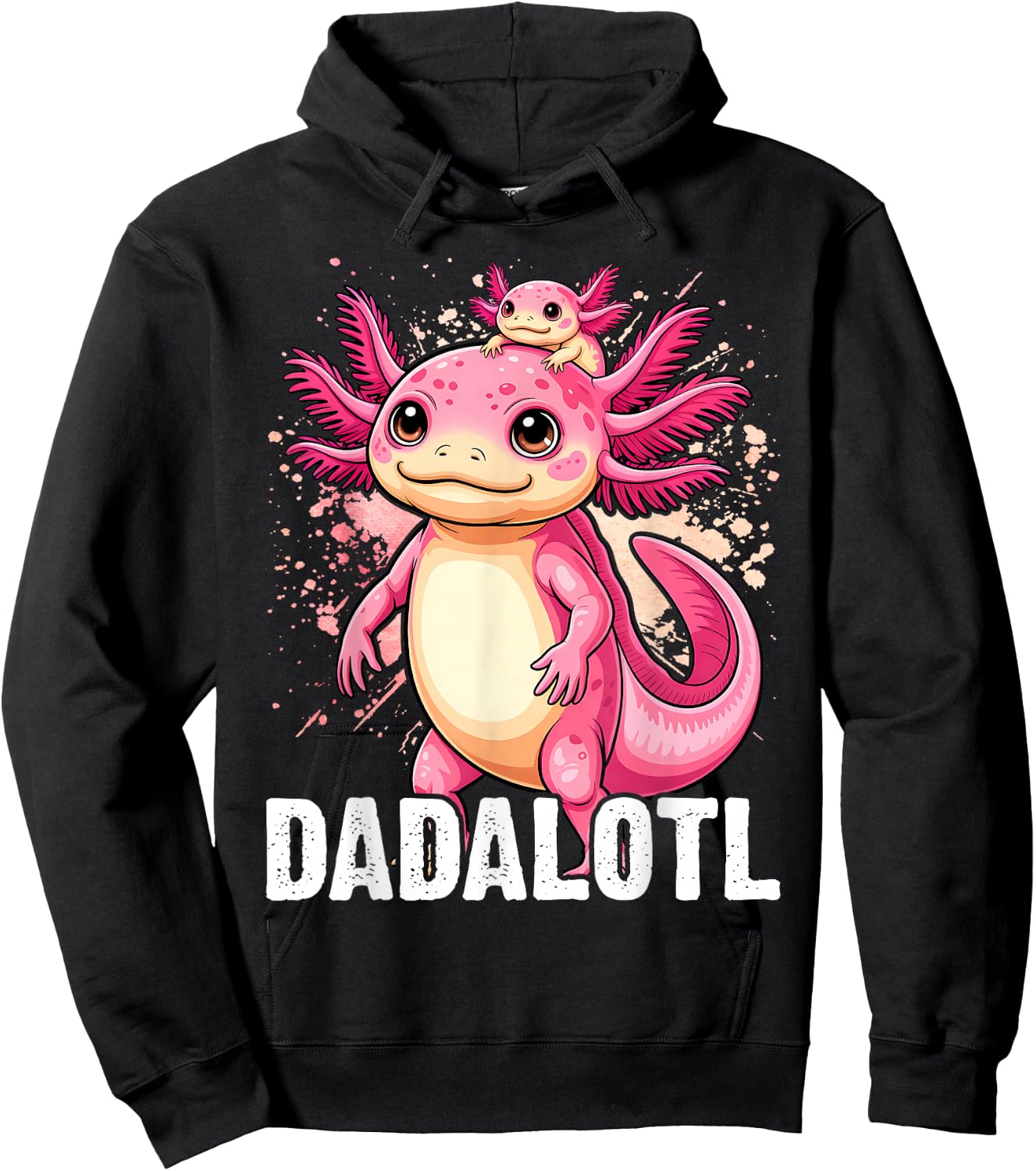 Dadalotl Fathers Day for Dad of Axolotl Daughter and Son Hoodie - Hoodie | Black