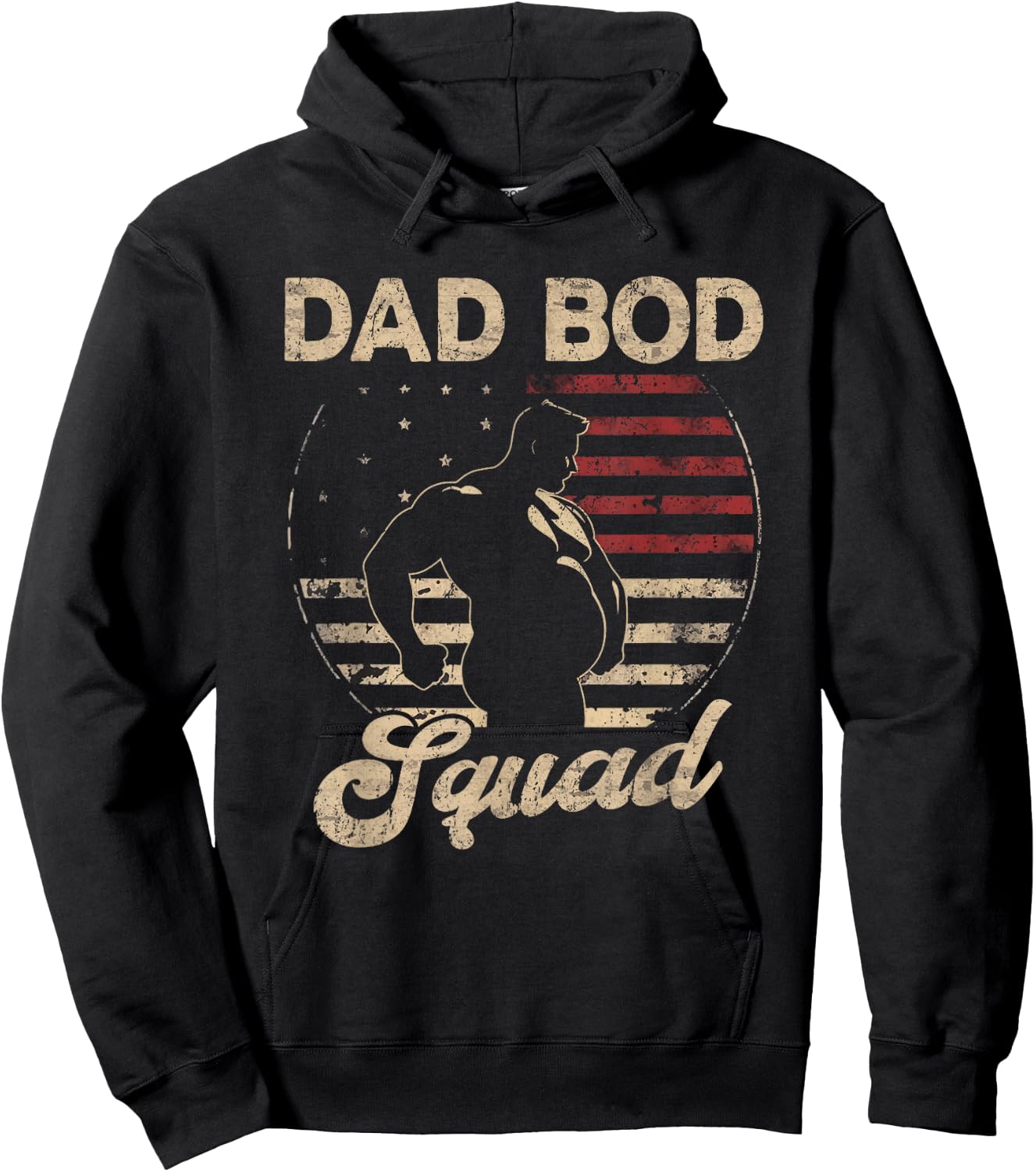 Dad Bod Squad Flag US Beer Belly Posing Father's Day Hoodie - Hoodie | Black