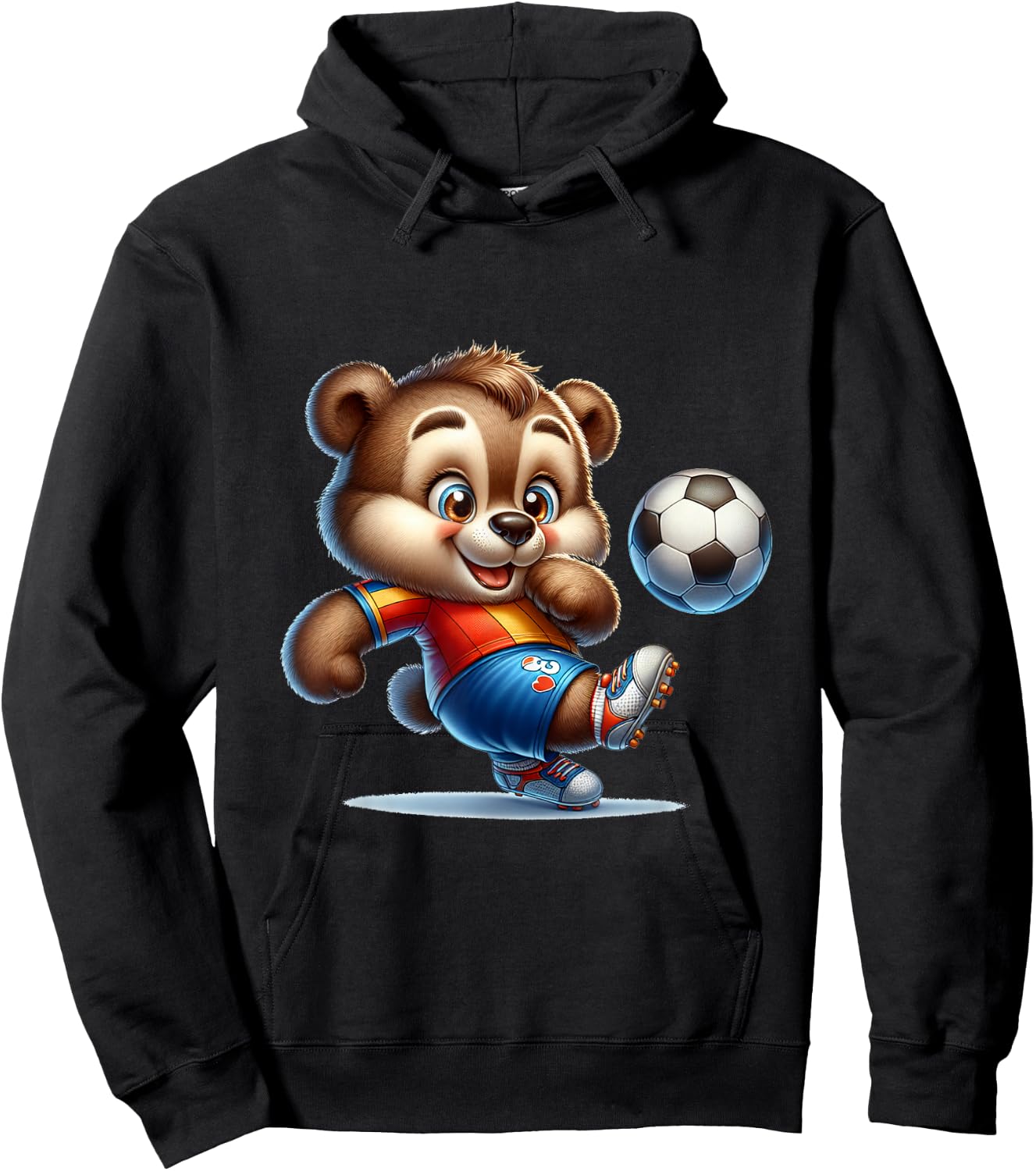 Cute Soccer Player Bear Hoodie - Hoodie | Black