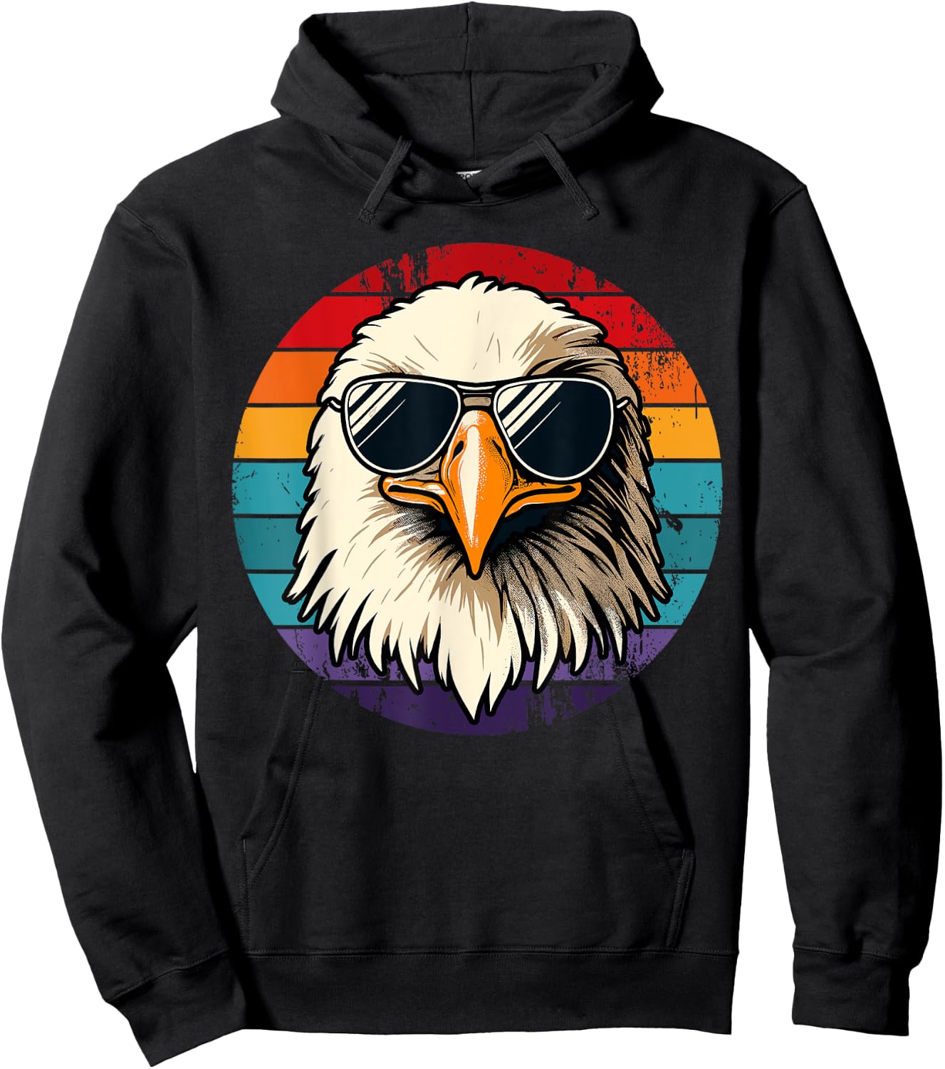 Bald Eagle in Sunglasses Men Women Kids Funny Eagle Hoodie - Hoodie | Black