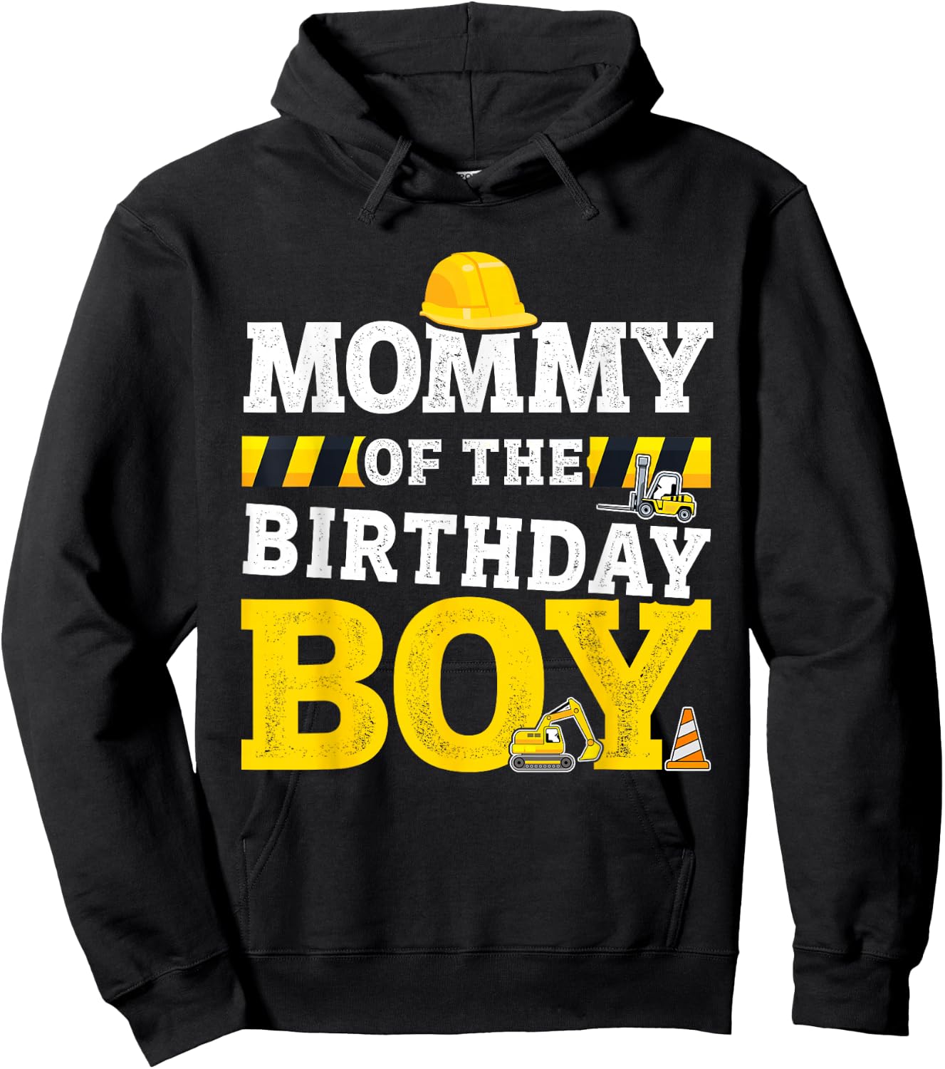 Mommy of the birthday boy matching family construction party Hoodie - Hoodie | Black