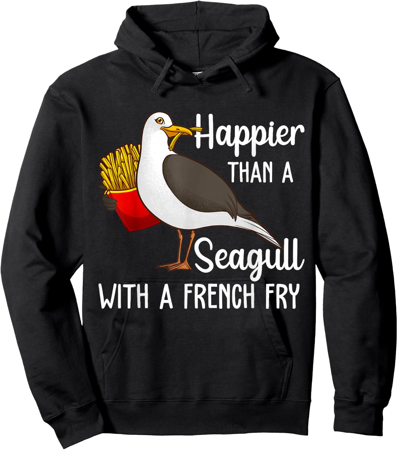 Funny Seagull French Fries Art Men Women French Fries Birder Hoodie - Hoodie | Black