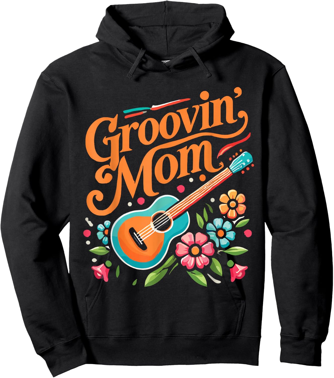 Music Lover Guitar Mom Groovin' Mom Hoodie - Hoodie | Black